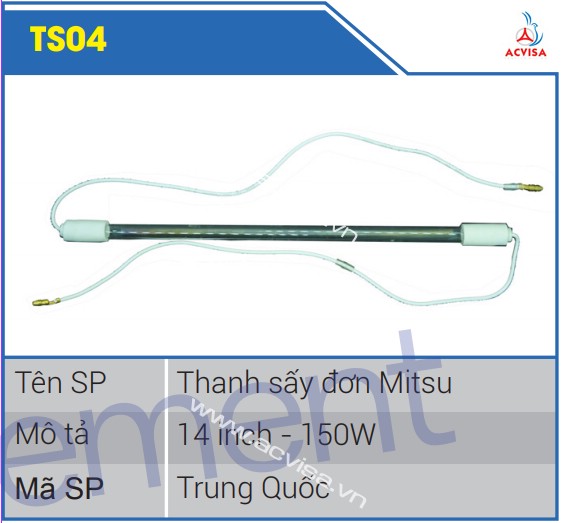 Thanh sấy đơn Mitsu 14 inch - 105W TS04