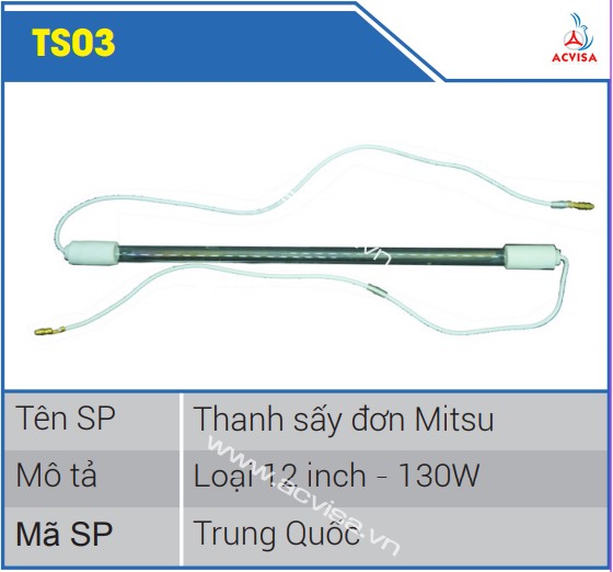 Thanh sấy đơn Mitsu 12 inch - 130W TS03
