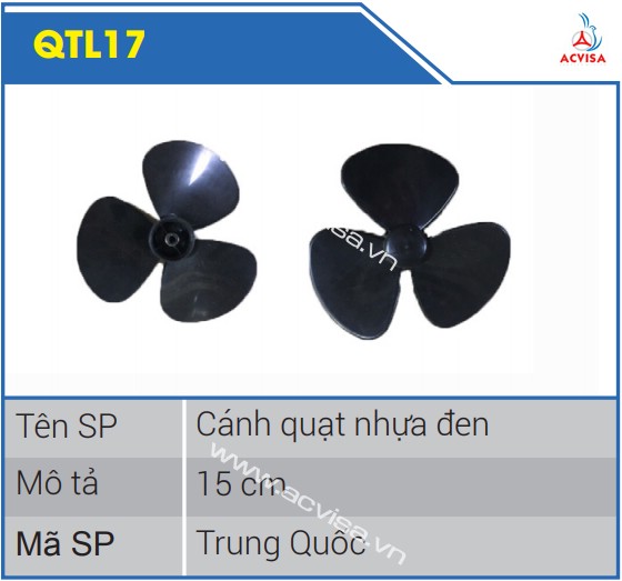 Cánh quạt nhựa đen 15cm QTL17