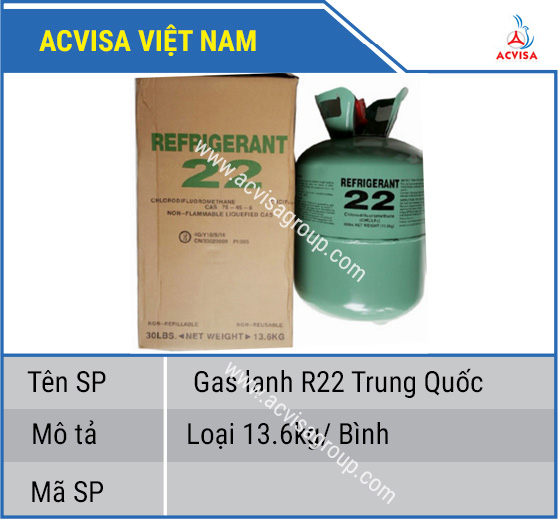 Gas lạnh R22 Trung Quốc 13.6kg/ Bình
