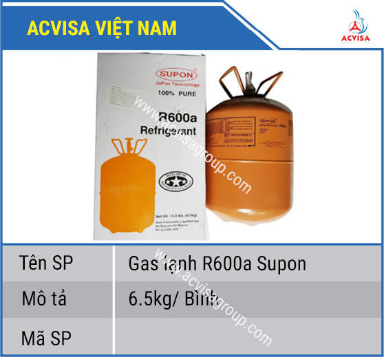 Gas lạnh R600a Supon 6.5kg/ Bình
