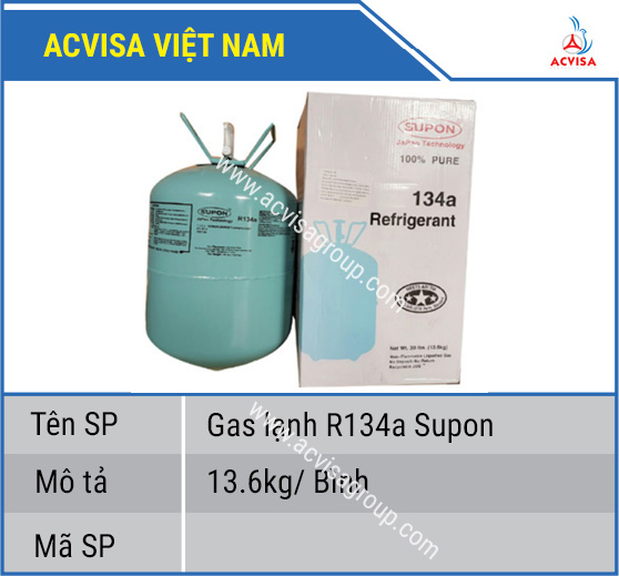 Gas lạnh R134a Supon 13.6kg/ Bình