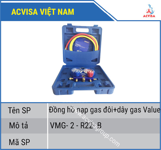 Bộ đồng hồ gas đôi + dây gas Value
Model: VMG-2-R22-B