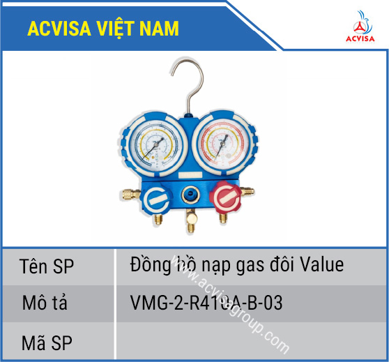 Đồng hồ nạp gas đôi Value VMG-2-R410A-B-03