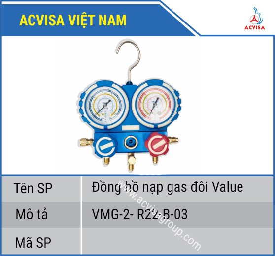 Đồng hồ nạp gas đôi Value VMG-2-R22-B-03