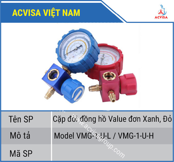 Bộ hai đồng hồ Value đơn Xanh, Đỏ Model VMG-1-U-L / VMG-1-U-H