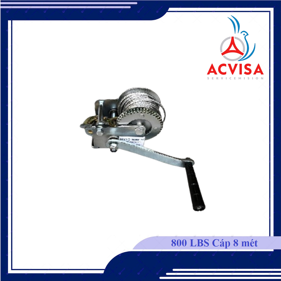 Tời quay tay 800 LBS Cáp 8 mét