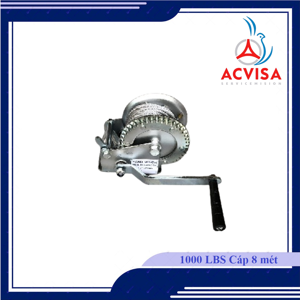 Tời quay tay 1000 LBS Cáp 8 mét